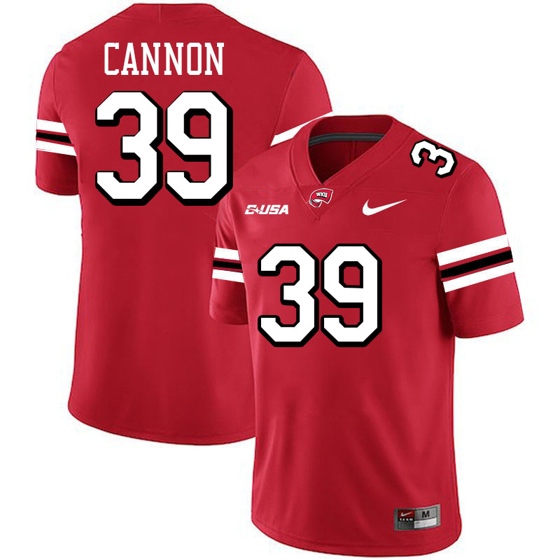 John Cannon WKU Jersey, Western Kentucky Hilltoppers #39 John Cannon Jersey Youth-Red